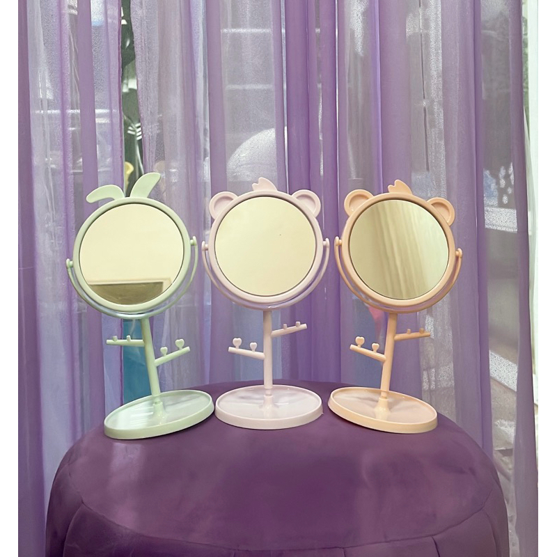 Cute rabbit ear mirror rotates 360 degrees, very easy to assemble and ...