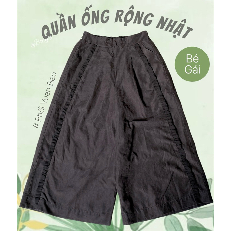 [2Hand] ️Japanese Girls Wide Leg Pants with Black Ruffles | Shopee ...