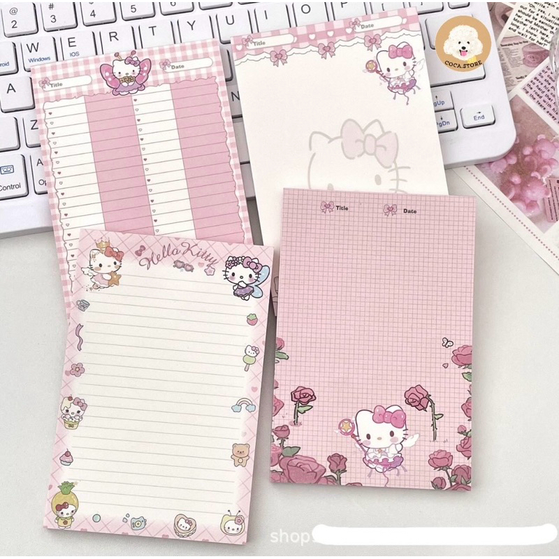 Notebook, cute pink hello kitty notepad 50 A7 sheets | Shopee Philippines