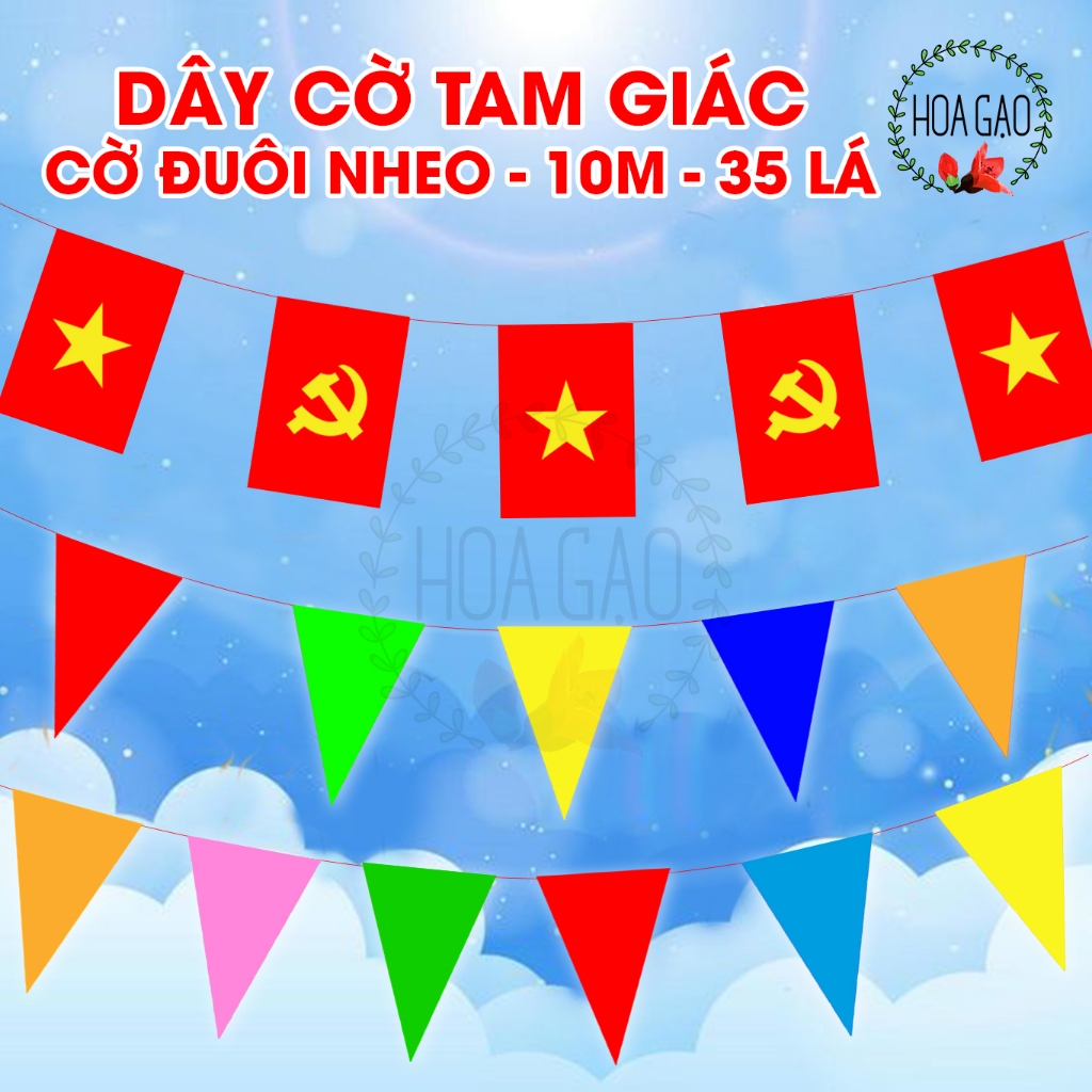 10 Meters of Triangle Flag String, Yellow Star String Flag with Non ...