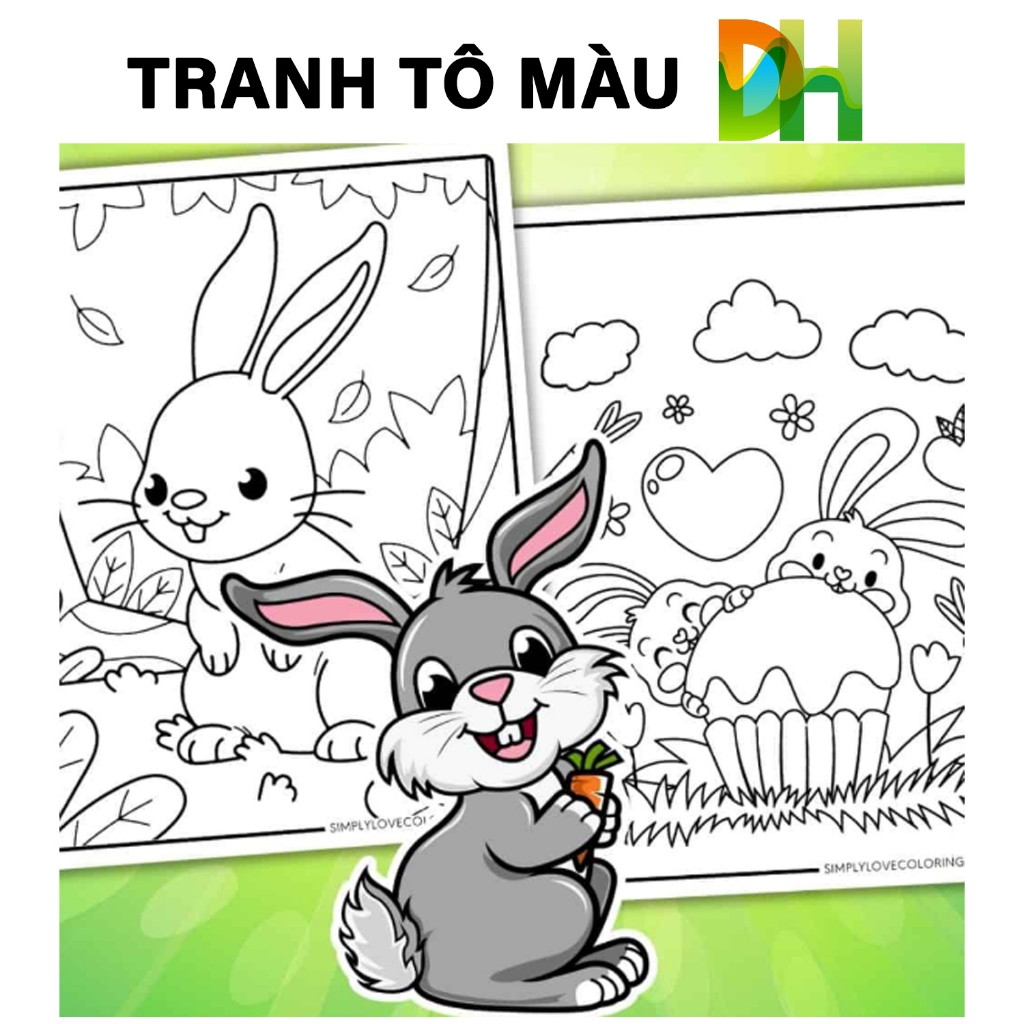 Set of 50 cute Rabbit Coloring Pages Helps children practice creative ...