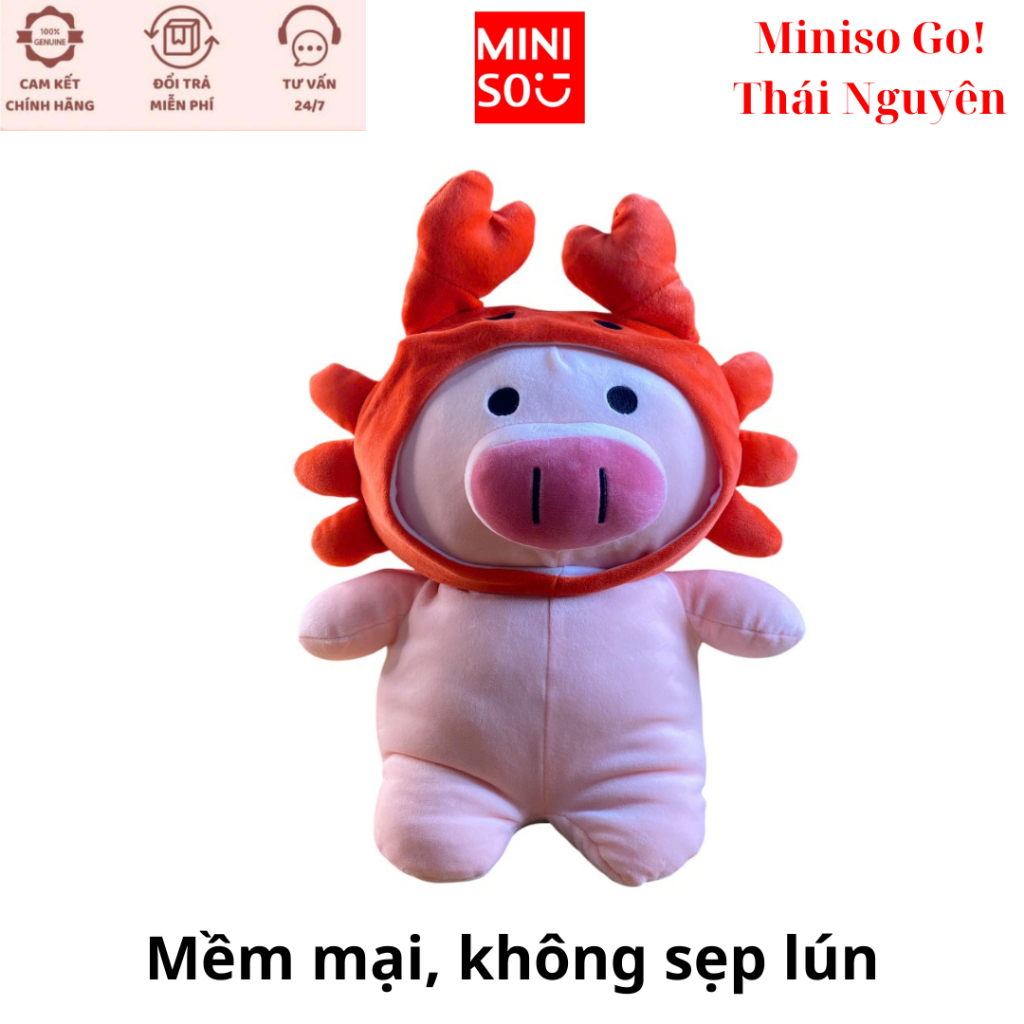 Cute Miniso genuine pig stuffed animal wearing crab hat 36cm | Shopee ...