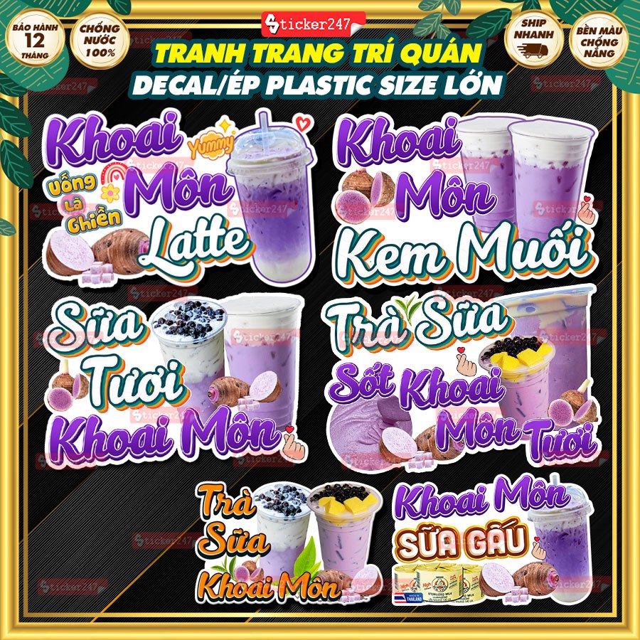 Waterproof Taro Cream Decal Stickers/Plastic Stickers of Taro Latte ...