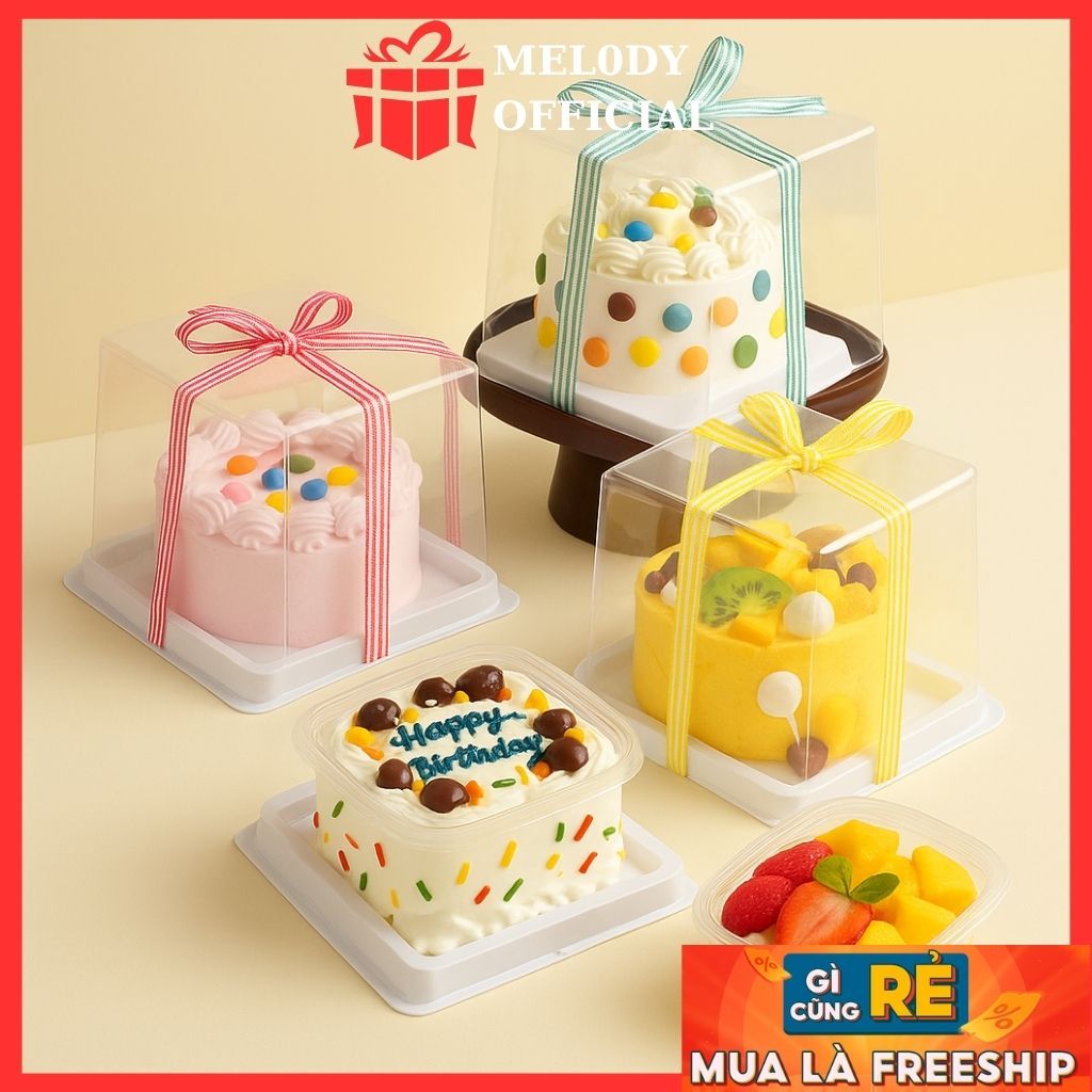 Square Plastic Box with Clear Lid W590 for Cakes and Cold Cakes. Flan ...