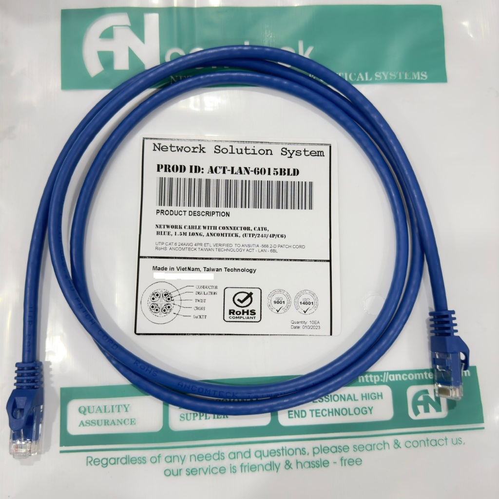 PATCH CORD CAT6 UTP jump rope 1.5M copper core 100% code ACT-LAN ...