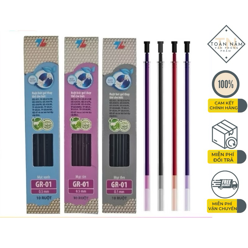 Blister of 10 Thien Long GR-01 / GR01 liquid gel pen refills with 0.5mm ...