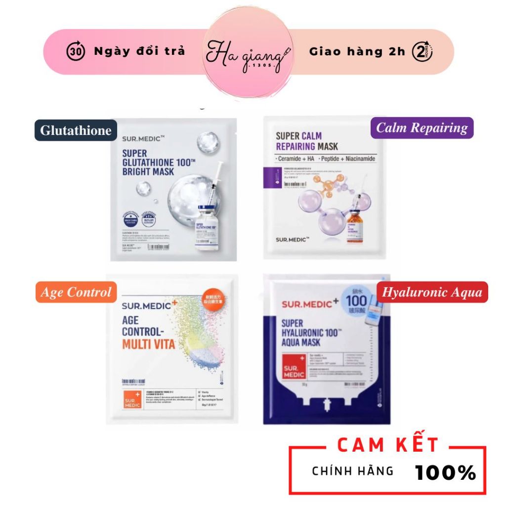 Sur.Medic Super Hyaluronic 100TM Aqua Mask 30g Instantly rehydrates ...