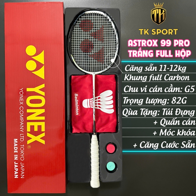 Yonex Astrox 99 Pro badminton racket, white, Full pre-tensioned box ...
