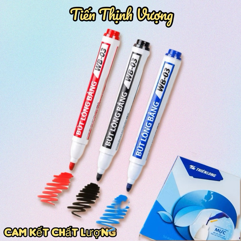 Combo of 10 Thien Long WB03 whiteboard markers with Blue/Red/Black ink