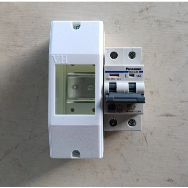 Plastic box with surface mounting rails, used to install 1-phase, 2 ...