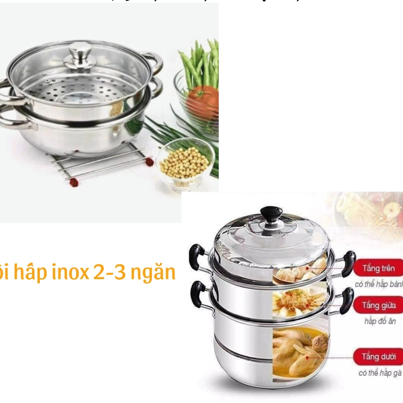 Convenient 2-3 compartment stainless steel steamer - can be used on all ...