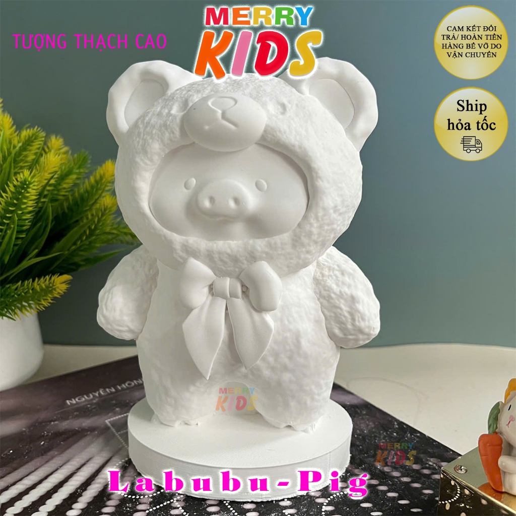 Labubu Pig Plaster Statue, Large Size, 17cm Height, MERRY KIDS Plaster ...