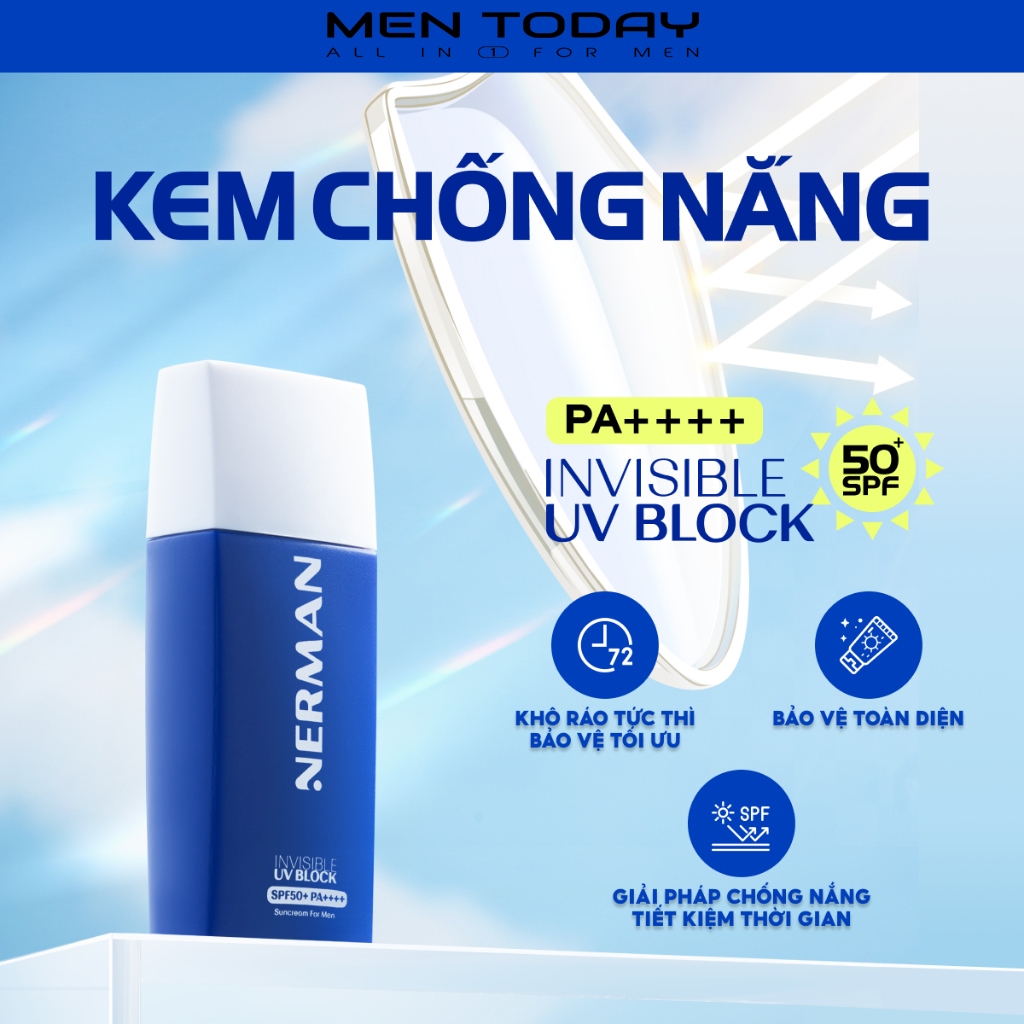 Nerman Invisible SPF 50+ Pa++++ men's sunscreen, colorless, odorless ...