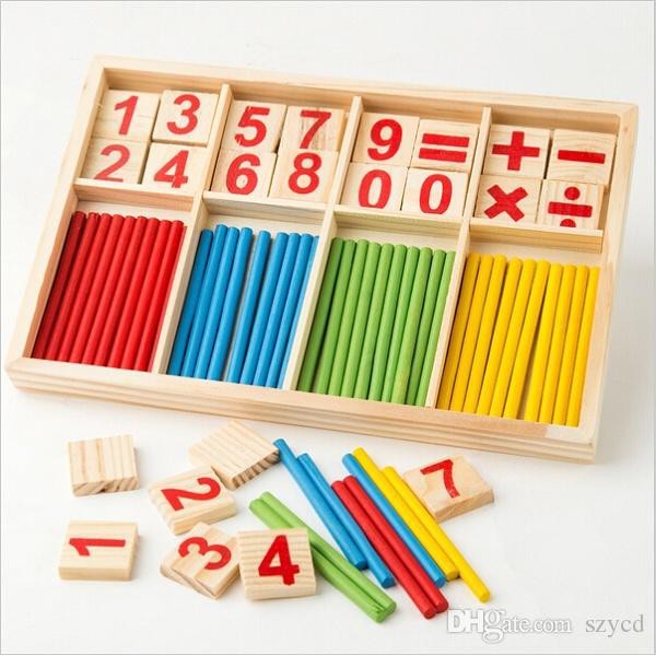 Mathematics Set Counting Numbers and Wooden Sticks Math learning tools ...