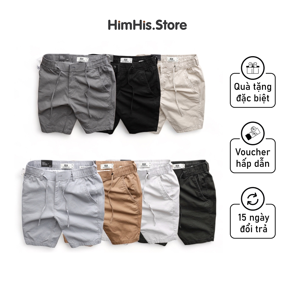 Felix men's khaki shorts with extra elastic waistband and drawstring ...