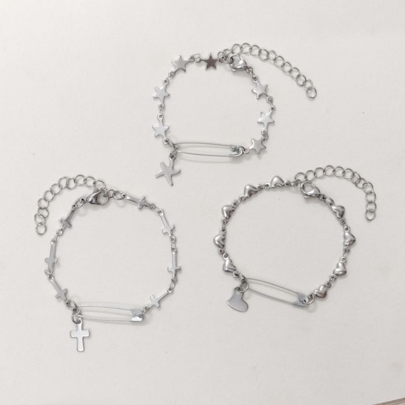 [VER 3] SAFETY PIN bracelet with stainless steel wire SAFETY PIN