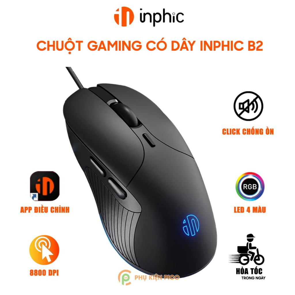 Inphic B2 Wired Gaming Mouse 8800 DPI USB - Inphic Ergonomic Silent ...