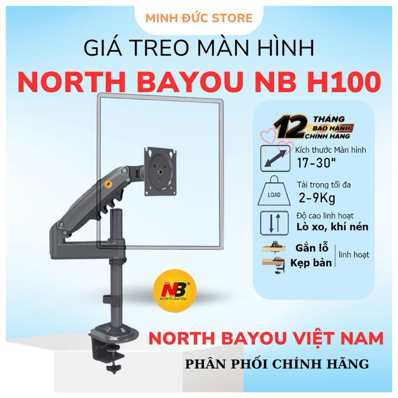 North BAYOU NB H100 17 - 30 INCH COMPUTER MONITOR MOUNT | Shopee ...
