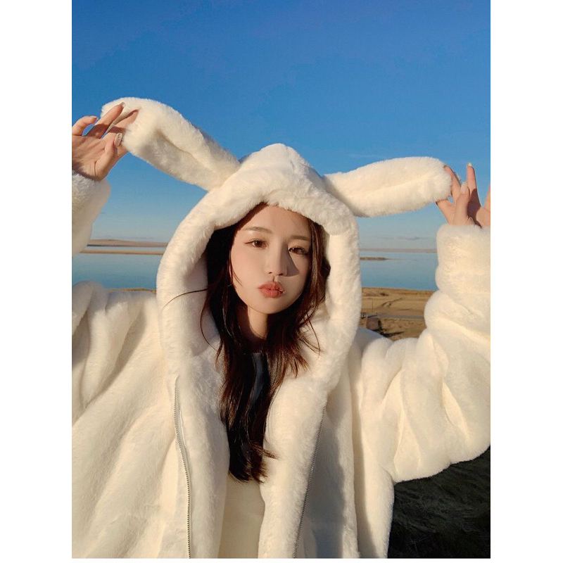 SMOOTH RABBIT EARS FLEECEJacket, WOMEN'S FURJacket, WOMEN'S FUR SHIRT ...