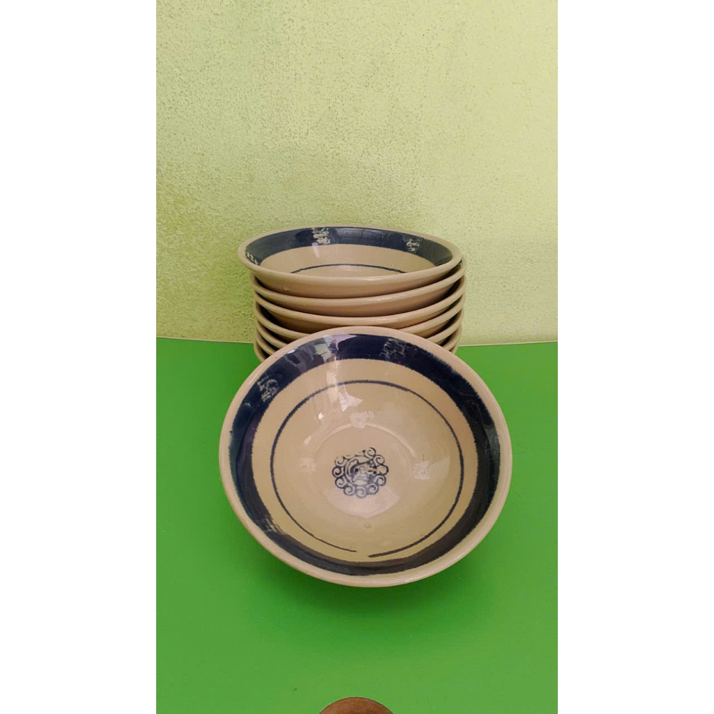 Set of 5 small blue-rimmed ceramic bowls 14 cm (200ml) | Shopee Philippines