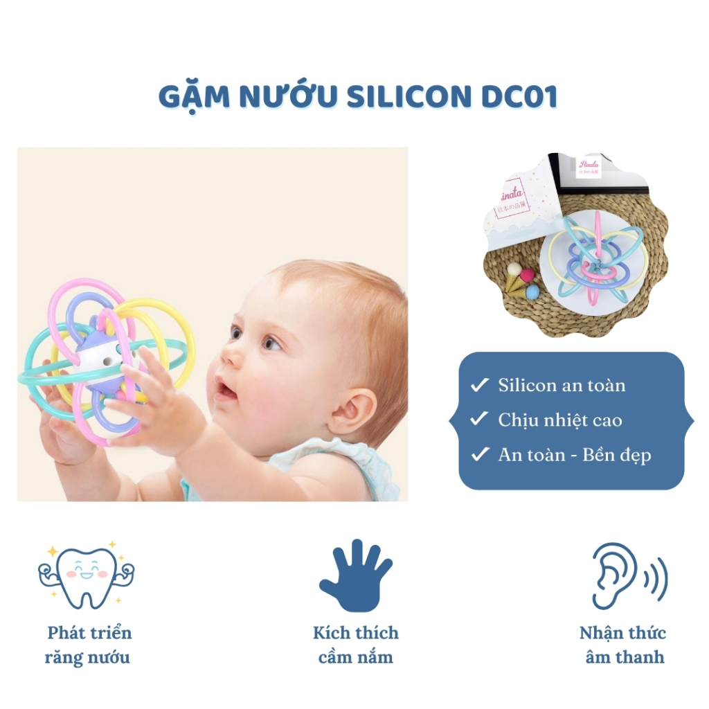 Multi-colored silicone chewing ring ball, fine motor toy, soothes baby ...