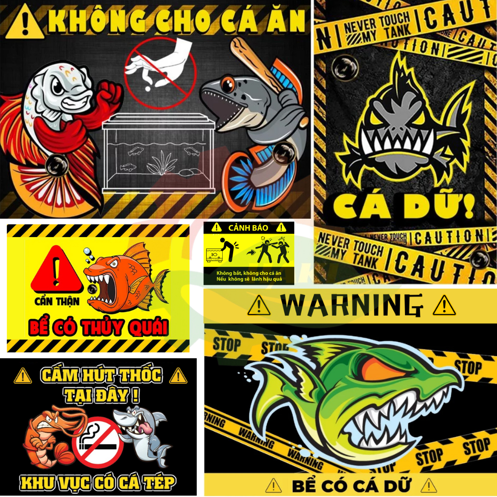 Fish tank warning Sticker to protect fish - Unique Decal size 7x10cm ...