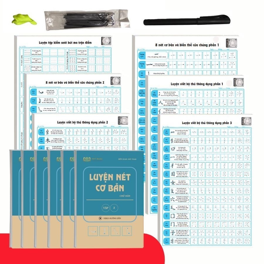 Combo of 6 Notebooks to Practice Writing Chinese Characters, Basic ...
