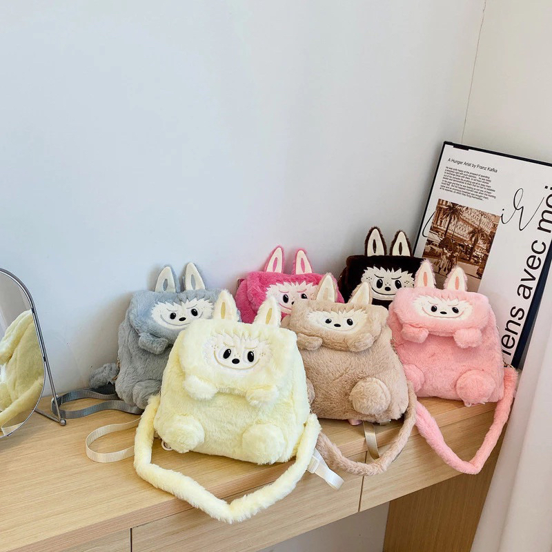 Super Cute and Lovely Labubu Fur 2-in-1 Backpack | Shopee Philippines