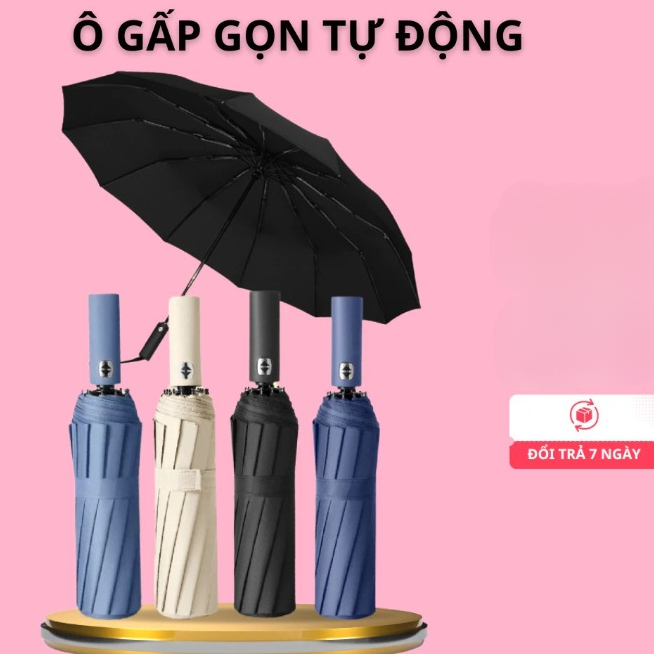 Umbrella for rain and sun protection, 24 slats, automatic opening and