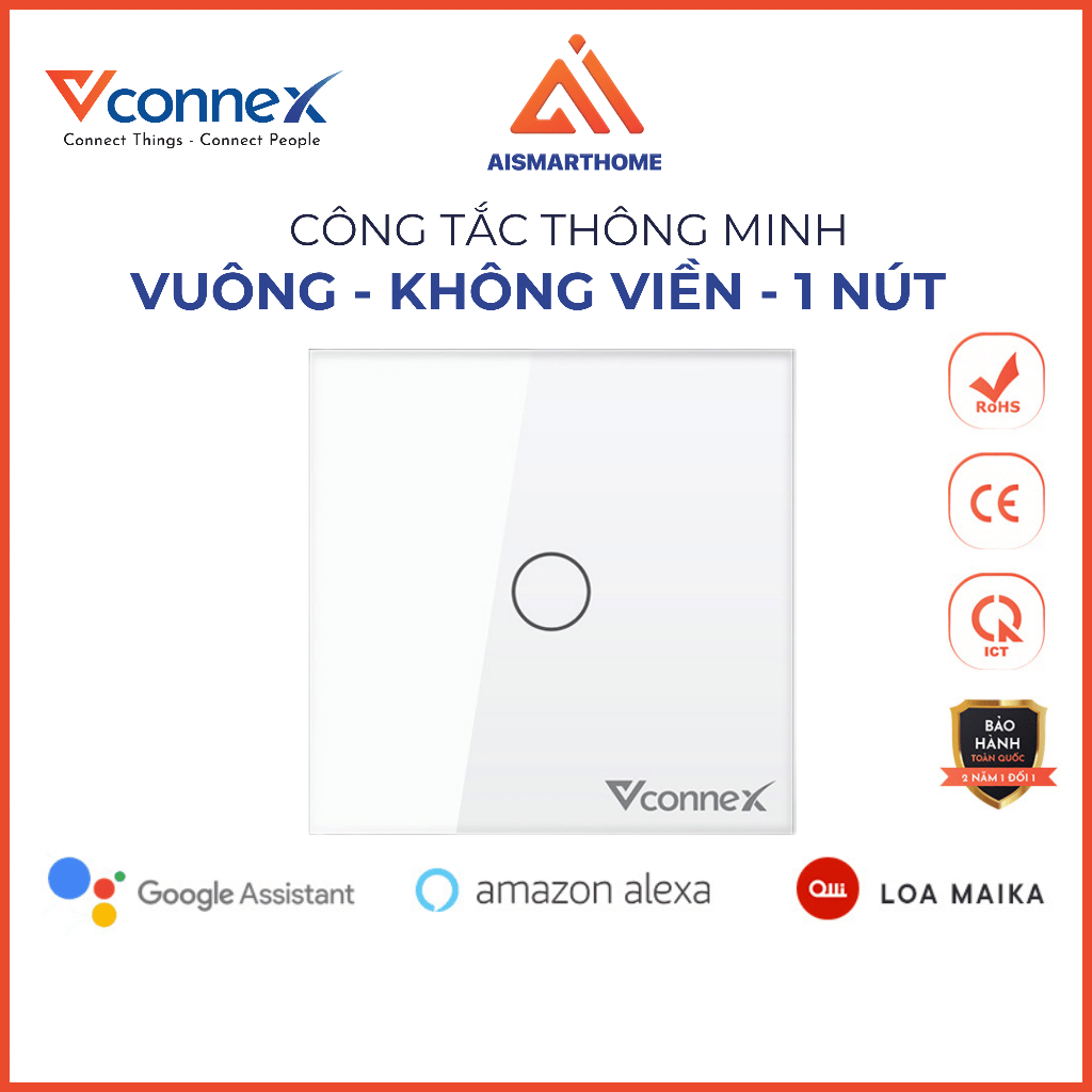 Vconnex 2500W Smart Switch, Square, Borderless 1 Button, Wifi and ...