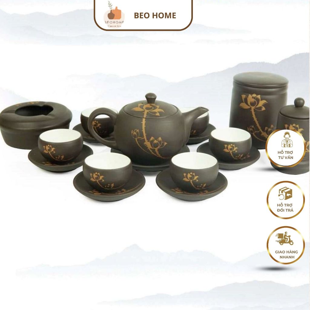 Teapot Lotus Brown Tea Set 300ml By Artist Pham The Anh Lotus Pattern ...