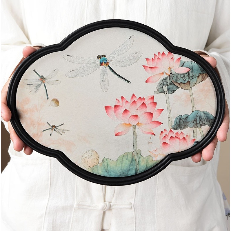 Plastic Tea Tray with Porcelain Liner with Beautiful Patterns | Shopee ...