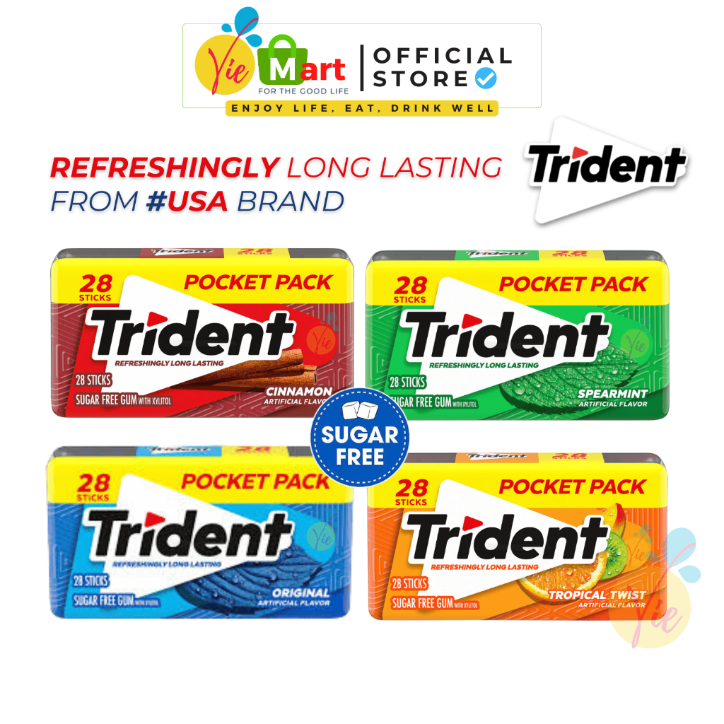 Trident Sugarfree Sugarfree Gum, Cool and Fragrant, Full of Flavors ...