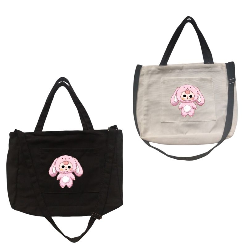 Shoulder tote bag with crossbody bag baby three baby rabbits soft ...