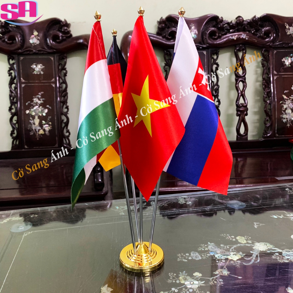 Decorative Table Flag with Stainless Steel Base, 4 flags of Vietnam ...