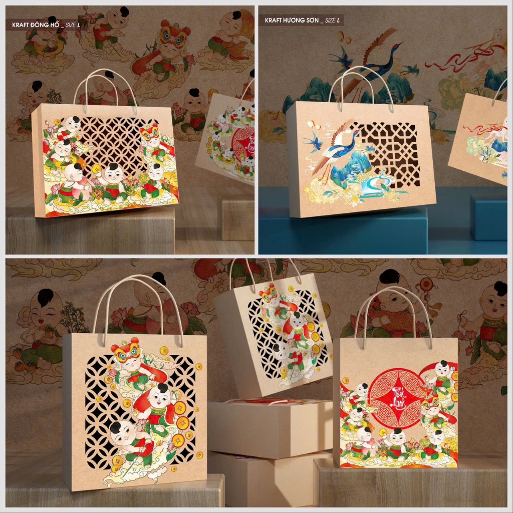 Gift box model CNY/kraft paper model can hold 2,4,6 super cute plastic ...