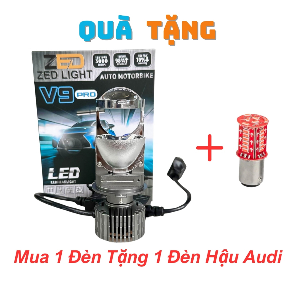 (Free Vip Rear) V9 ZED LIGHT PRO Ball Headlight 60W 12,24V DC H4 Foot ...