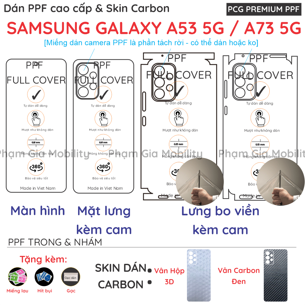 PPF and Carbon Skin stickers for Samsung Galaxy A53 5G/ A73 5G for ...