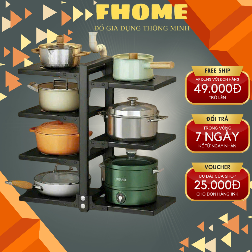 3-tier, 4-tier, 7-tier kitchen pot rack, powder-coated multi-purpose ...