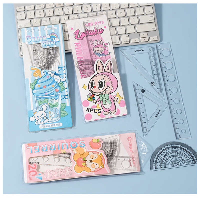 Labubu baby three Shaped School Supplies Set with 4 Press Bags Ruler ...