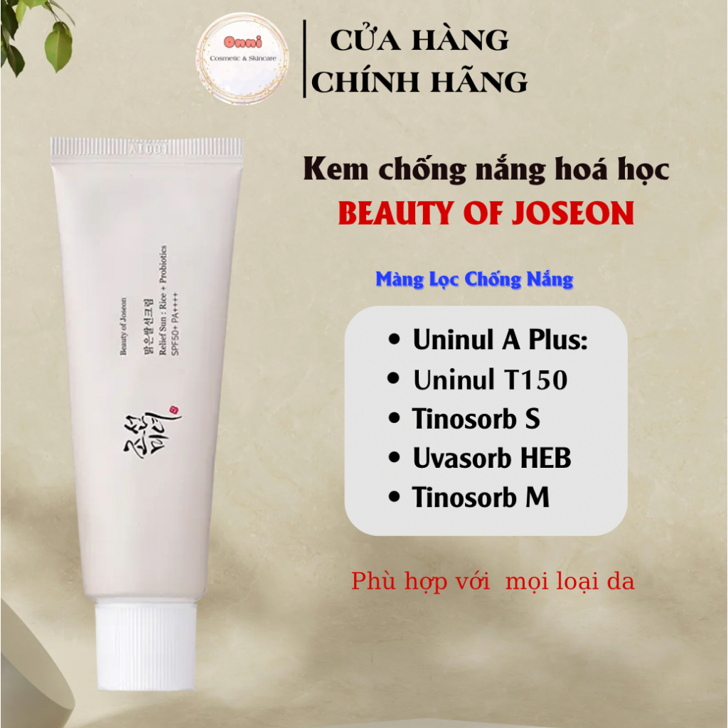 Beauty OF JOSEON Relief Sun Rice+ Probiotics Chemical Sunscreen ...