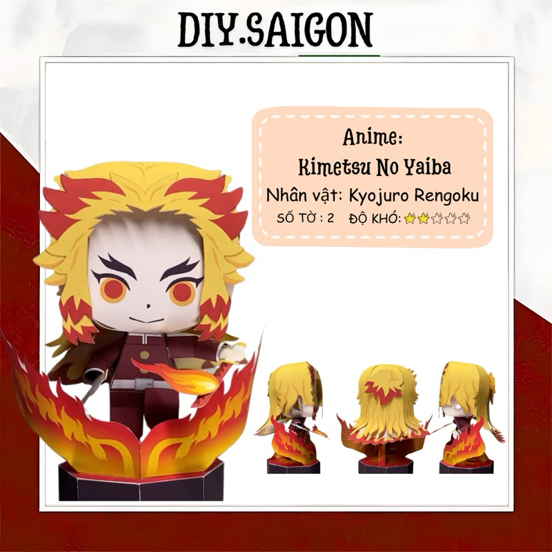 [Kimetsu No Yaiba] - Anime Chibi Kyojuro Rengoku Paper Model | Shopee ...