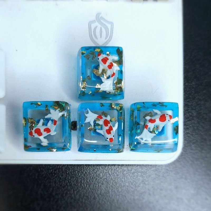 Set of 4 koi fish keycaps with navigation keys (name) in five elements ...
