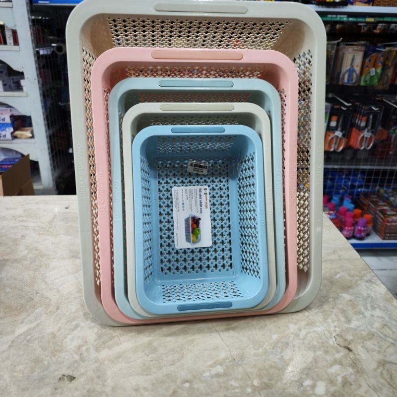 High-quality rectangular plastic basket in Korean pastel colors ...