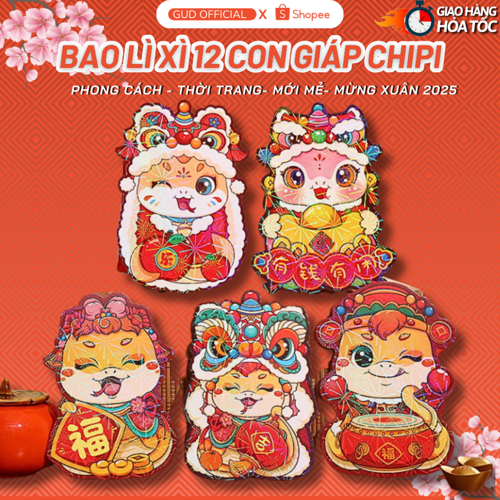 Snake Pattern Red Packet Combo CNY 2025, Cute Snake Red Packet ...