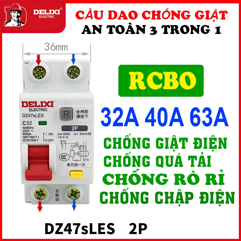 [Lightning protection] Aptomat RCBO 2P Anti-shock Anti-overload Anti ...