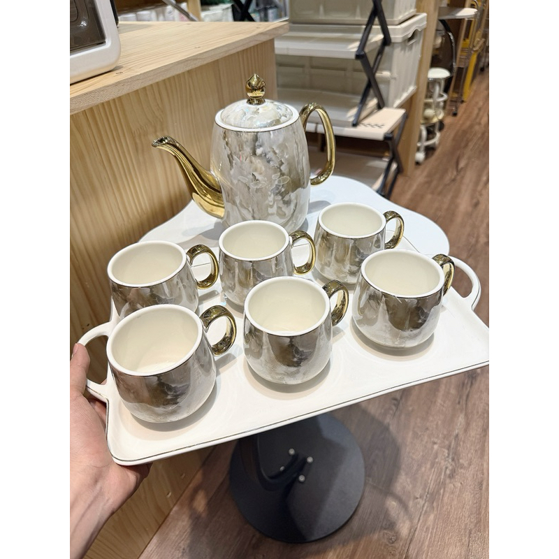 Luxury 8 Piece Stone Pattern Tea Set | Shopee Philippines