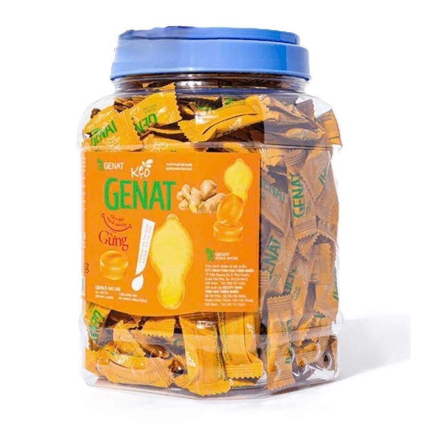 Genat Spicy Ginger Candy Herbal Lozenges Honey Lemon Peach Relieves 