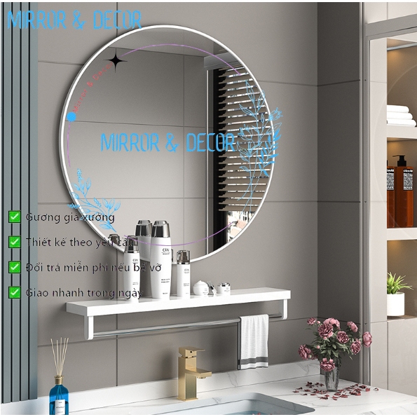 Round Wall Mirror for Toilet, Bedroom, Dressing Table, Luxurious 4 ...