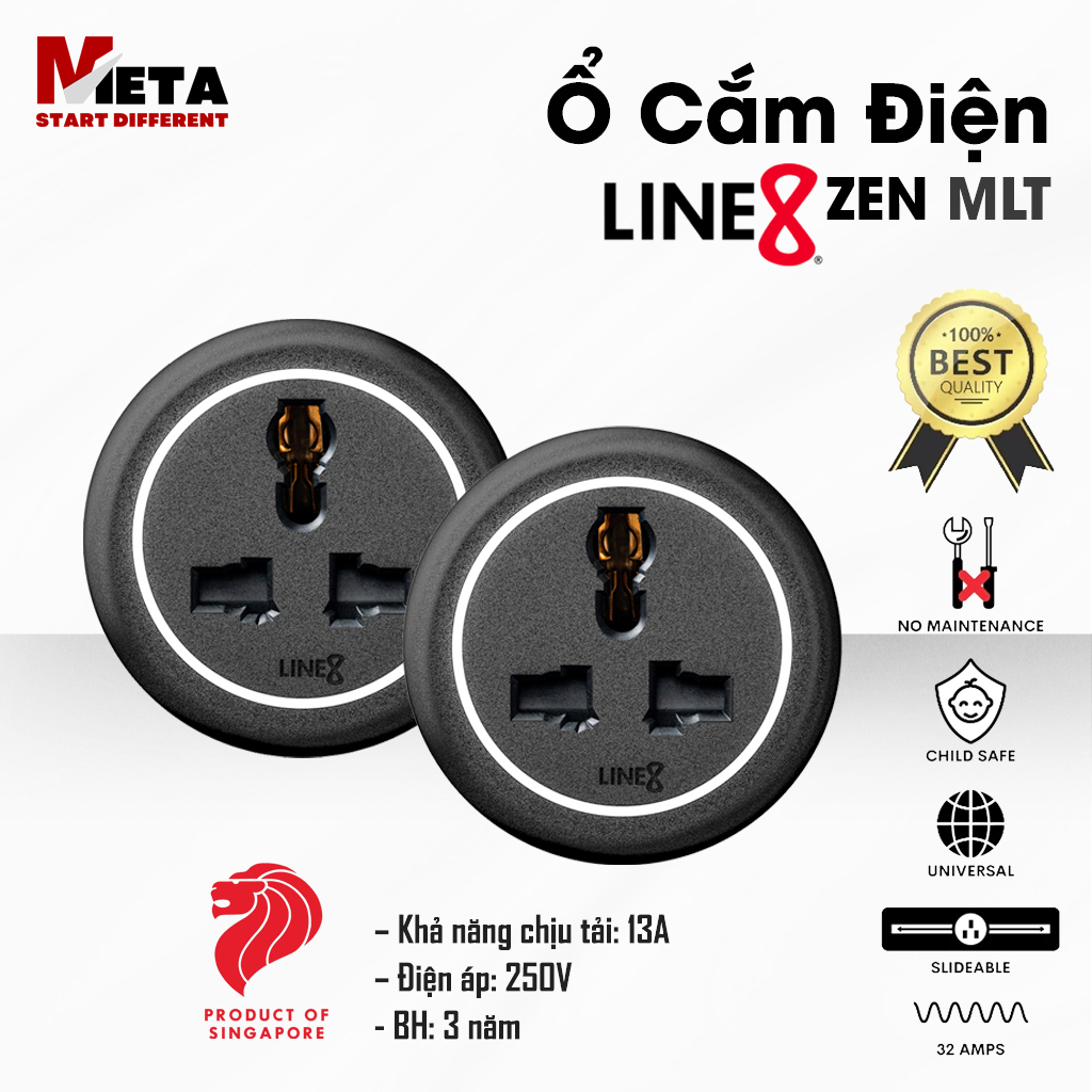 Line8 Zen MLT Power Socket - Black Body - International Standard ...